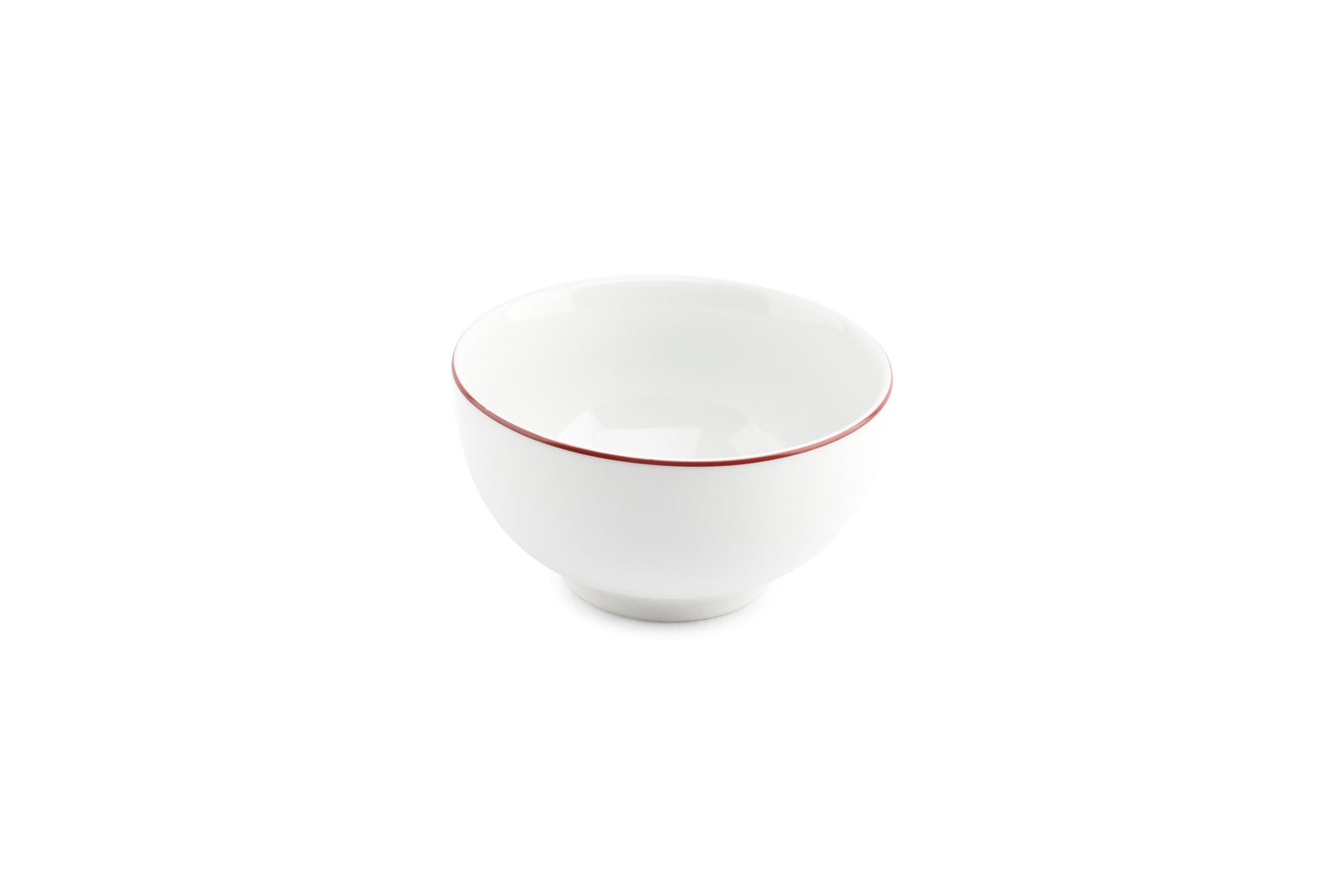S&P - Basic White Bol 14xH8cm burgundy rim Basic White - 1 SET - 6 pièces