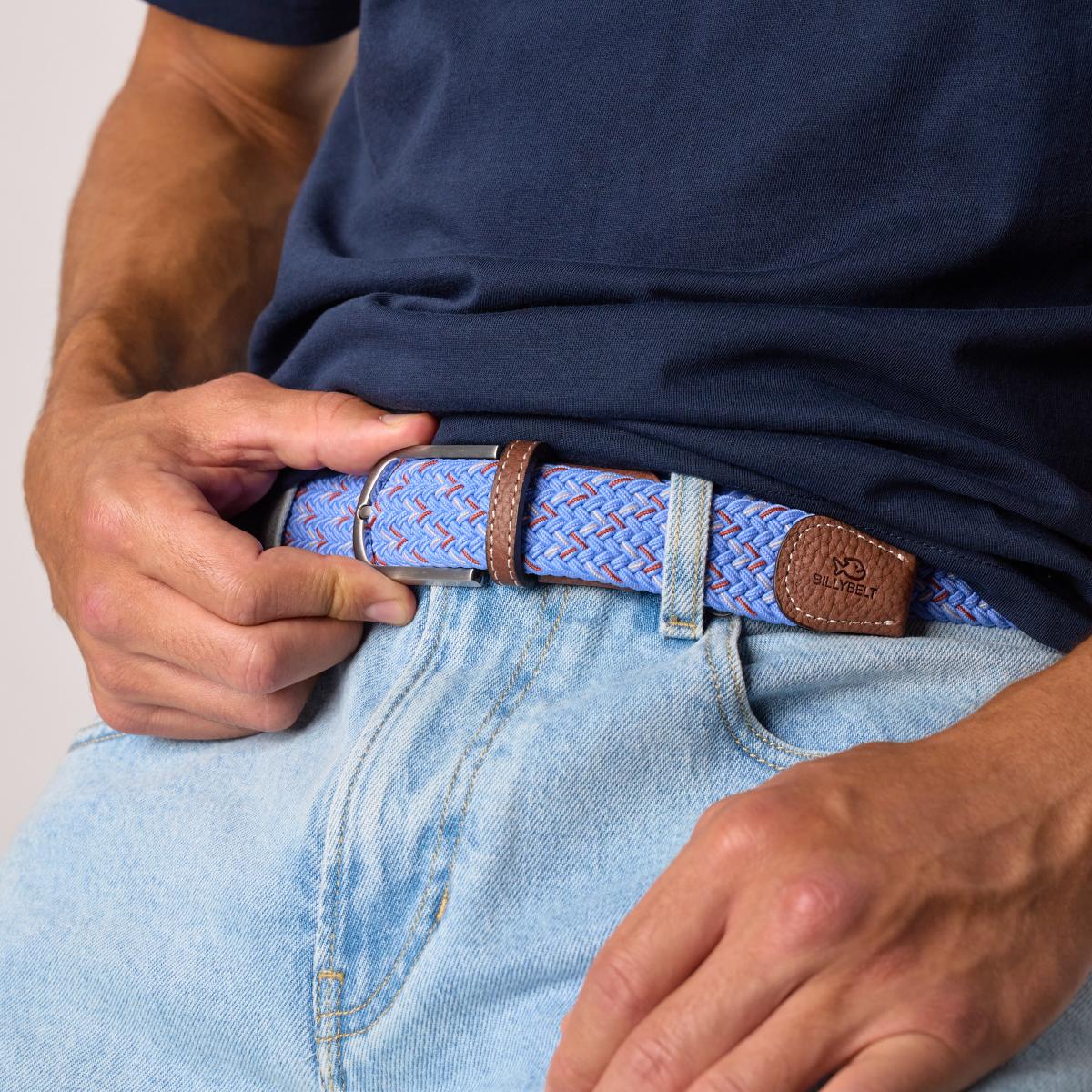Ceinture tressée élastique multicolore - Lisbonne - Bleu