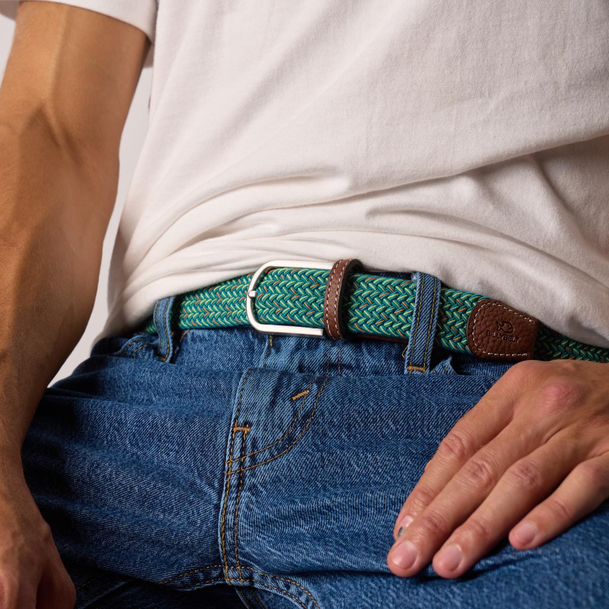 Ceinture tressée élastique multicolore - Melbourne - Vert