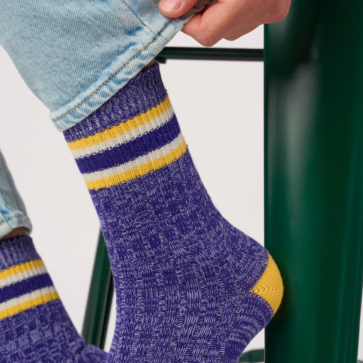Chausettes en coton épais - Yale, Violet et jaune