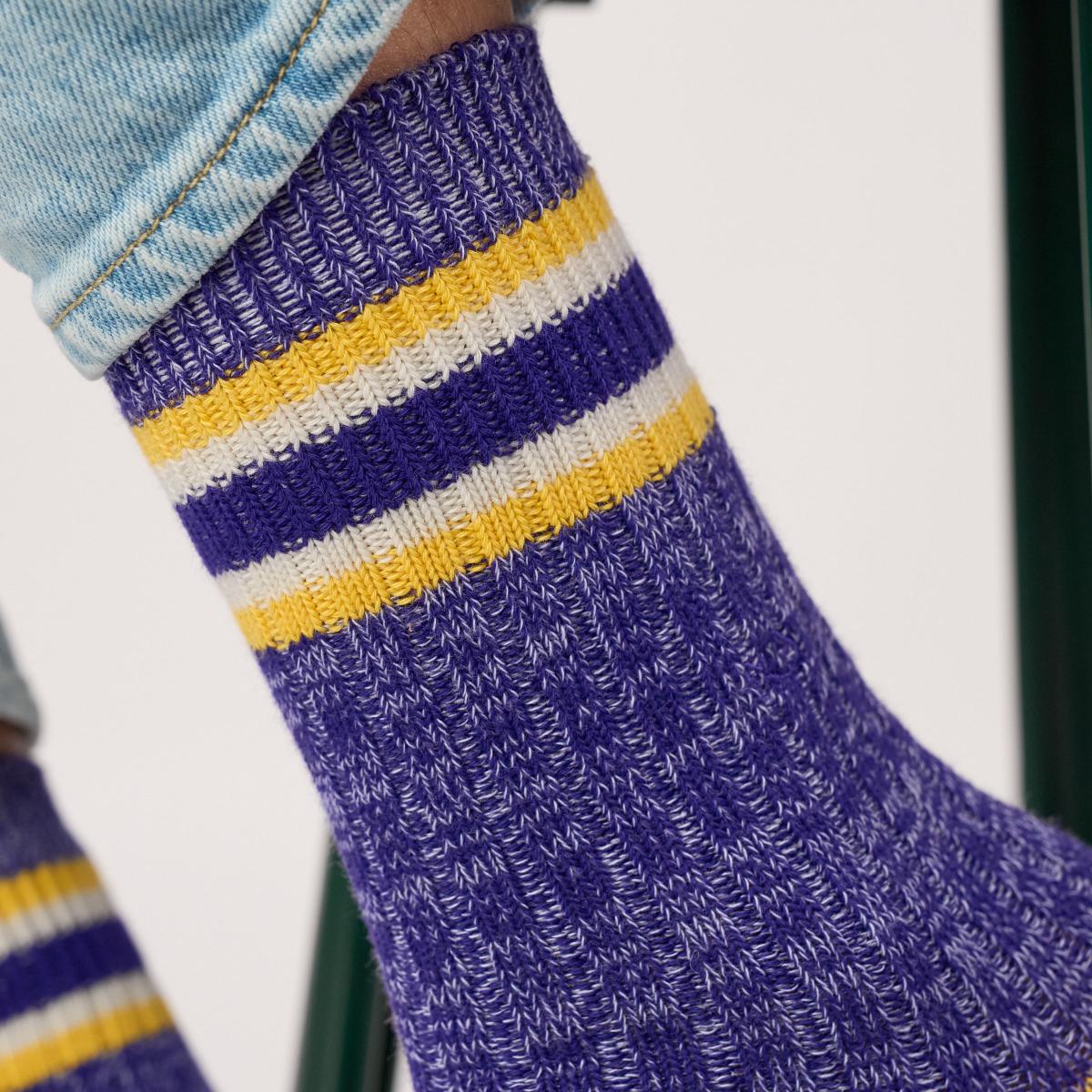 Chausettes en coton épais - Yale, Violet et jaune