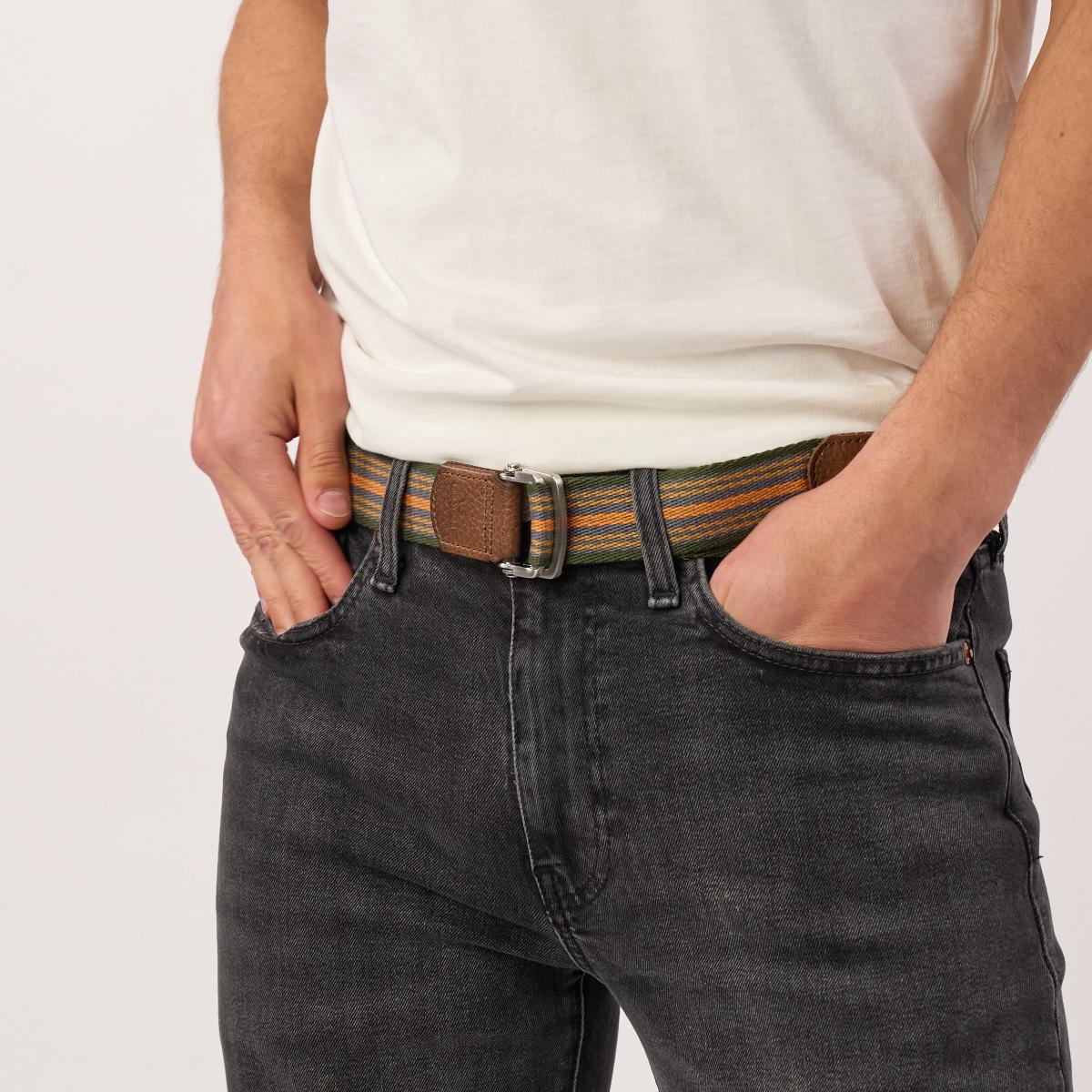Ceinture sangle multicolore - Orange, bleu et vert