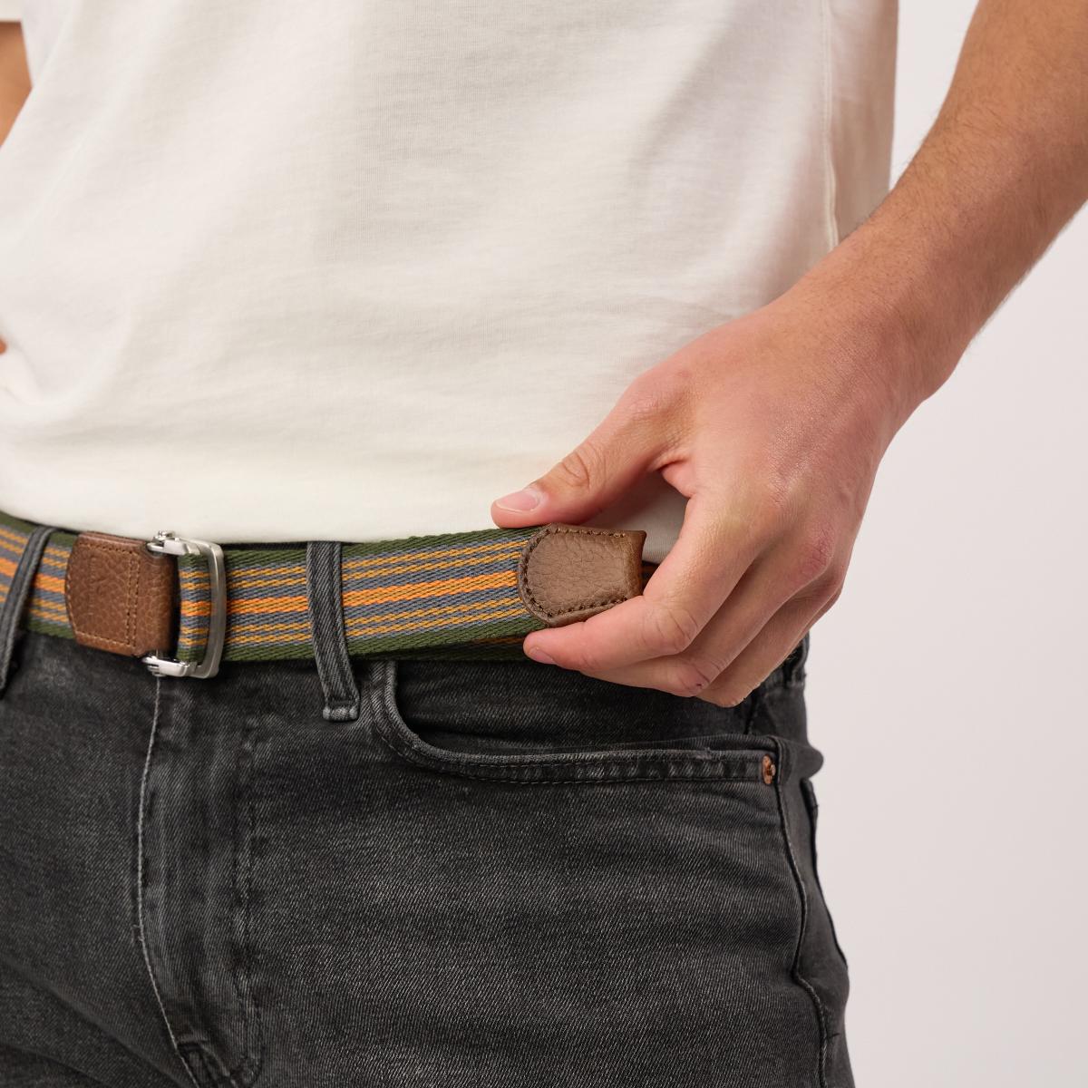 Ceinture sangle multicolore - Orange, bleu et vert