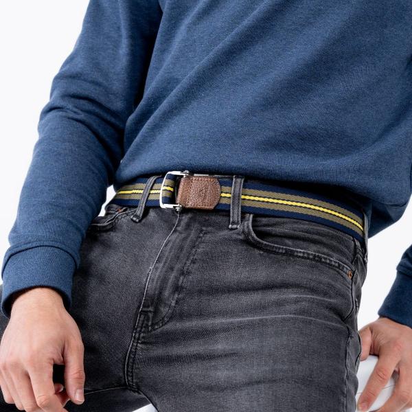 Ceinture sangle multicolore - Bleu, kaki et jaune