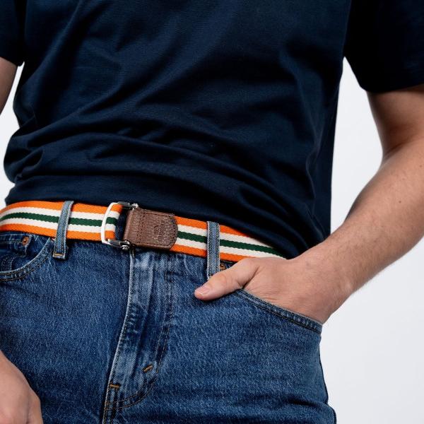 Ceinture sangle multicolore - Orange, blanc et vert