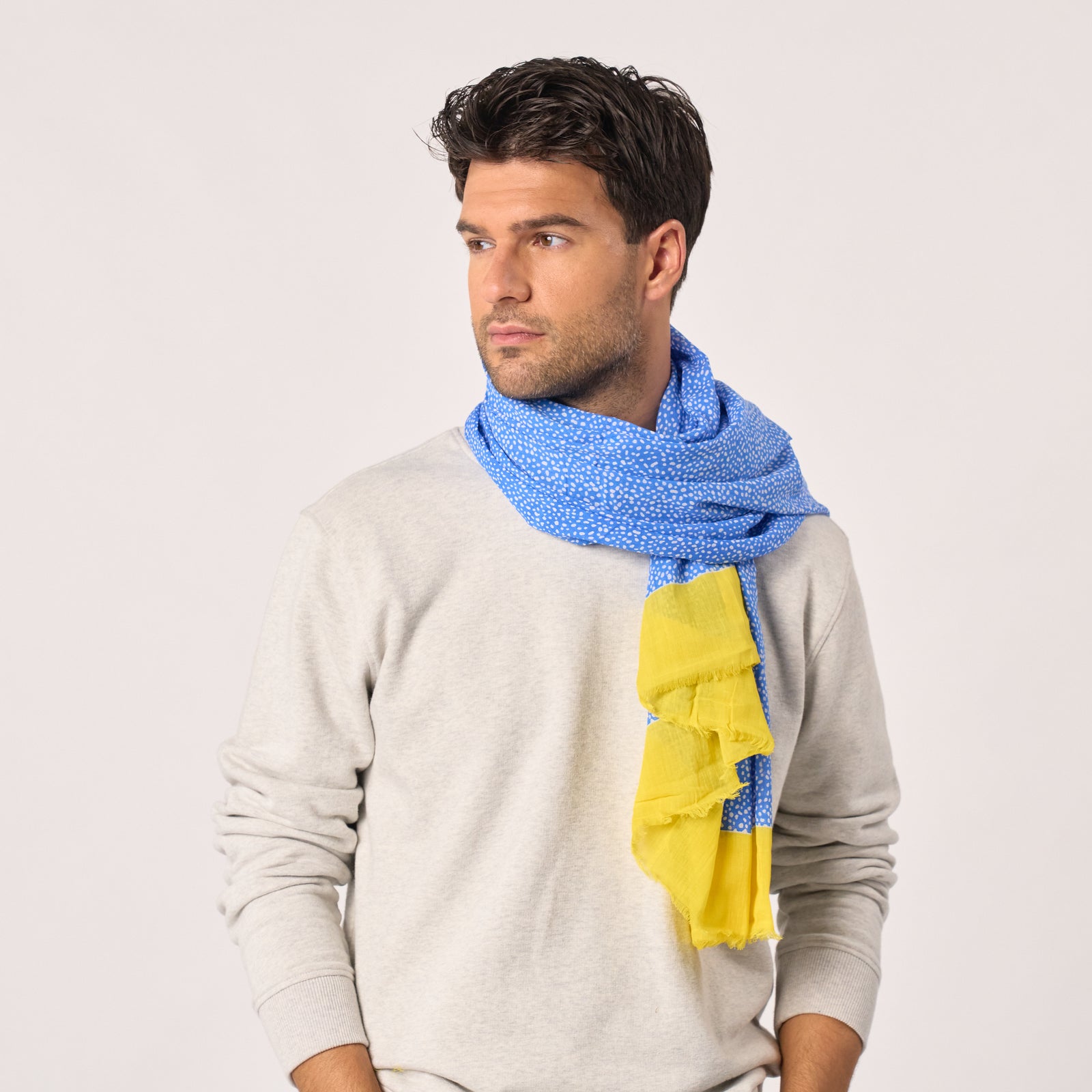 Foulard en coton bio - Bleu et jaune