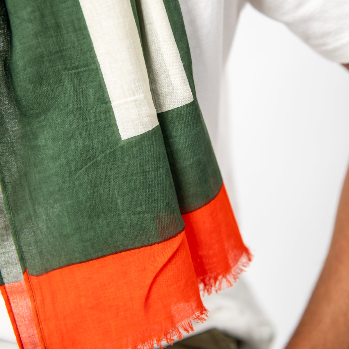 Foulard en coton bio - Vert et orange