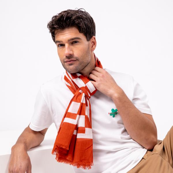 Foulard en coton bio - Orange et blanc