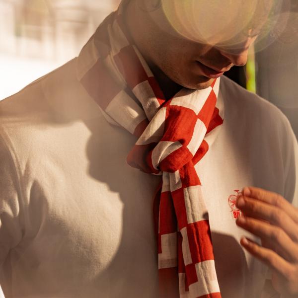 Foulard en coton bio - Orange et blanc