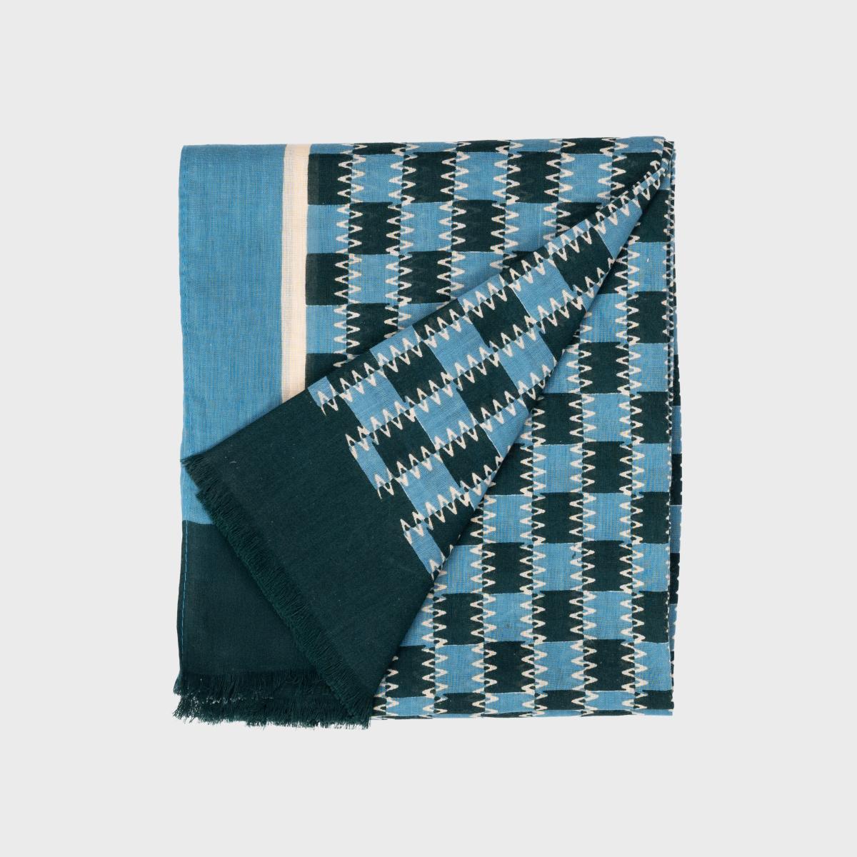 Foulard en coton bio - Bleu et blanc