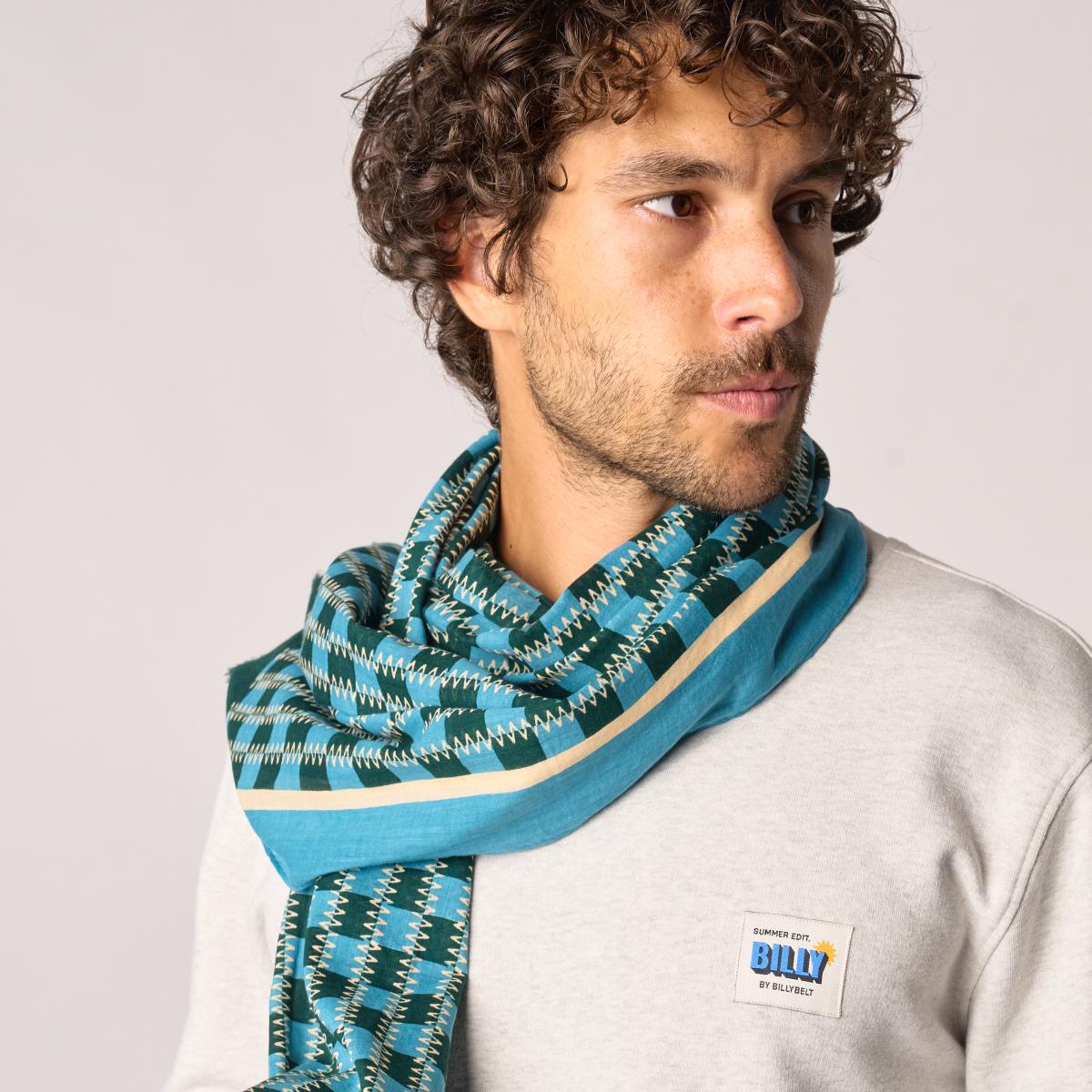 Foulard en coton bio - Bleu et blanc