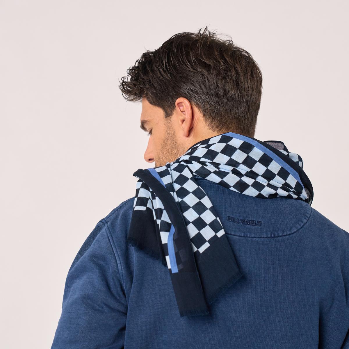 Foulard en coton bio - Bleu foncé et blanc