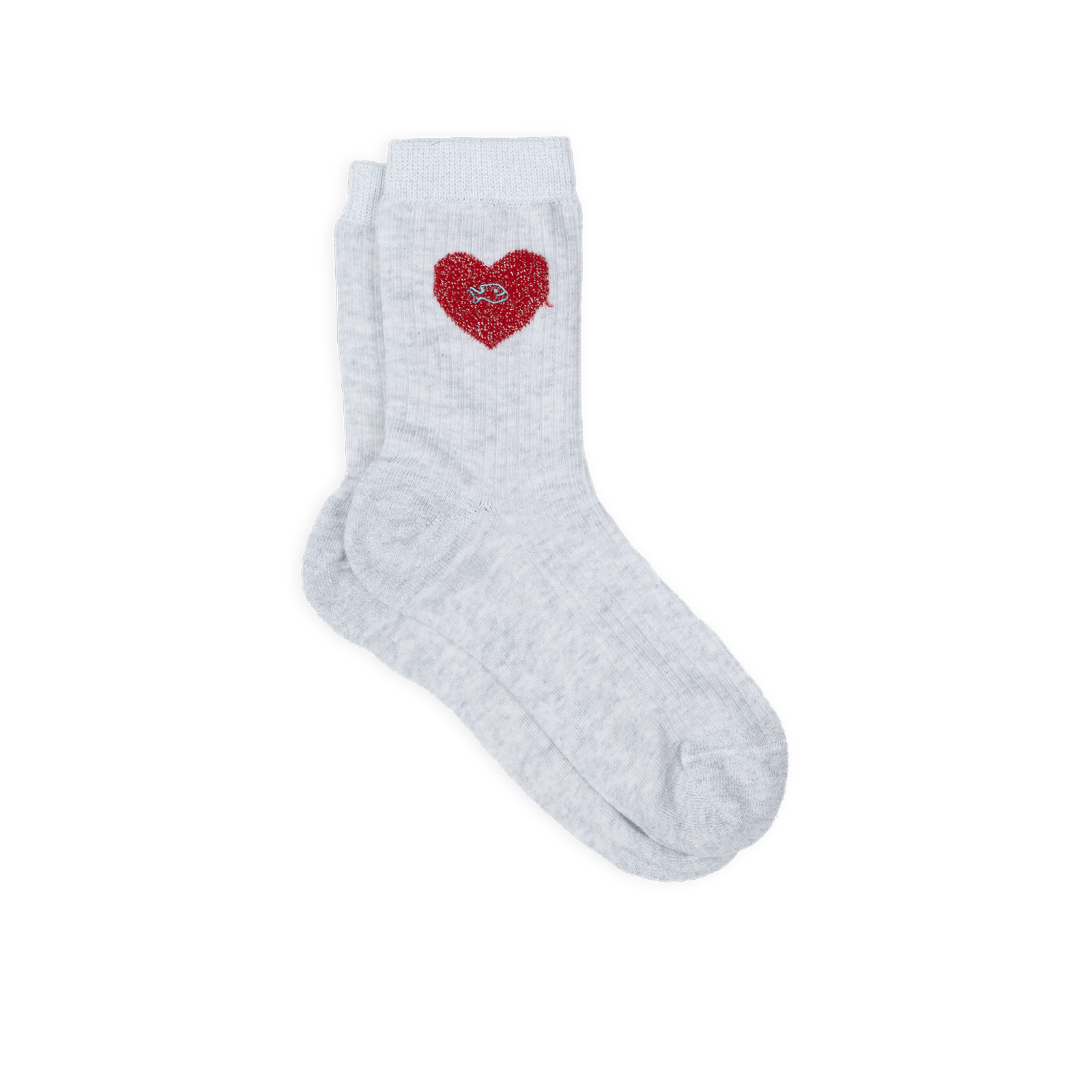 Chaussettes coeur en coton peigné - Blanc chiné