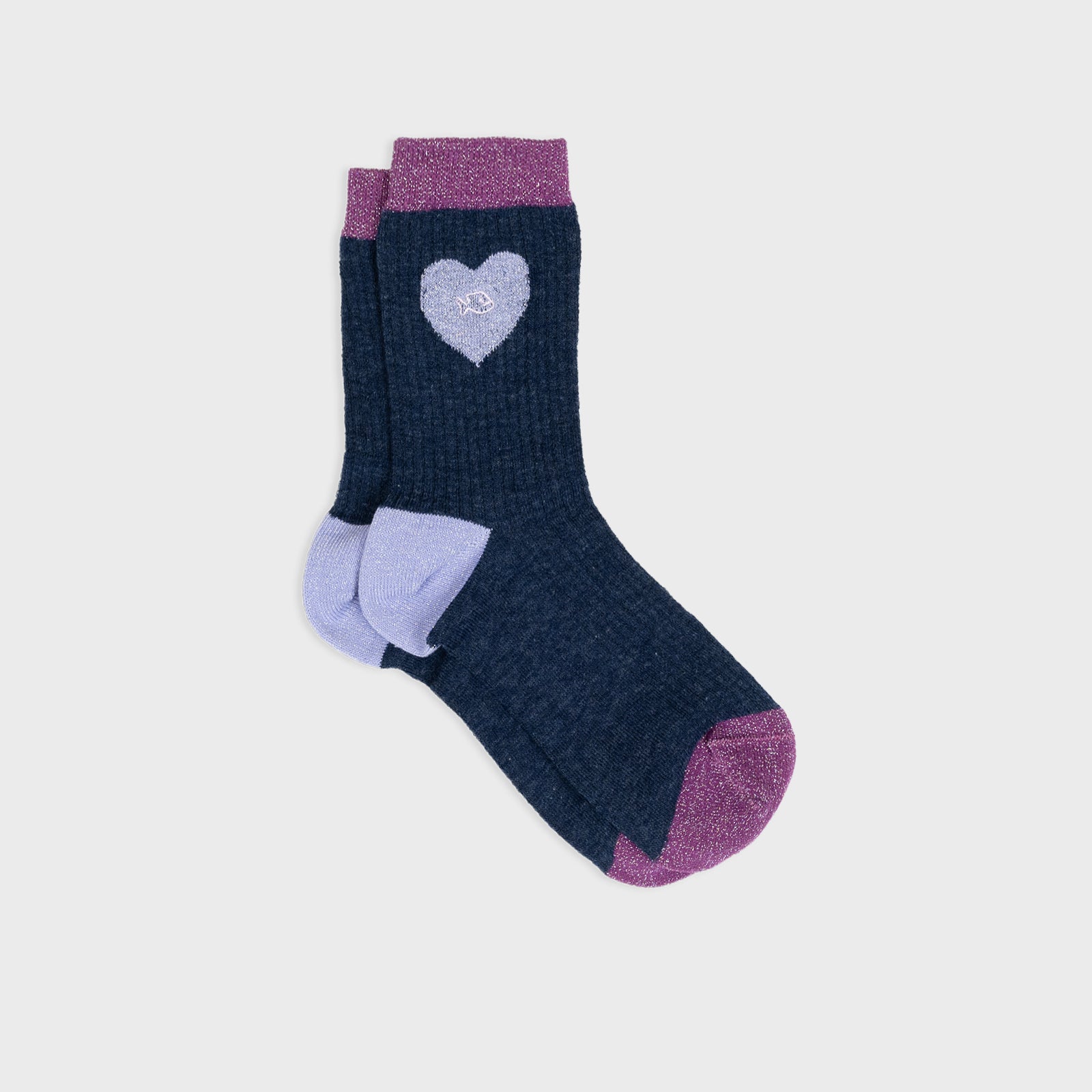 Chaussettes coeur en coton peigné - Marine - Bleu