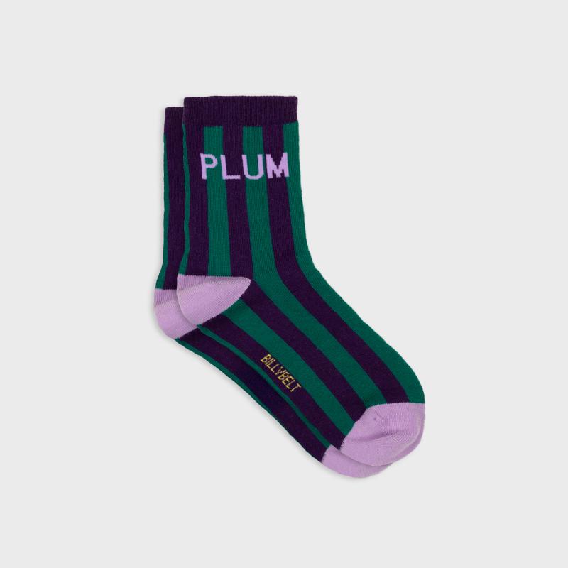 Chaussettes à message en coton peigné - Violet et vert