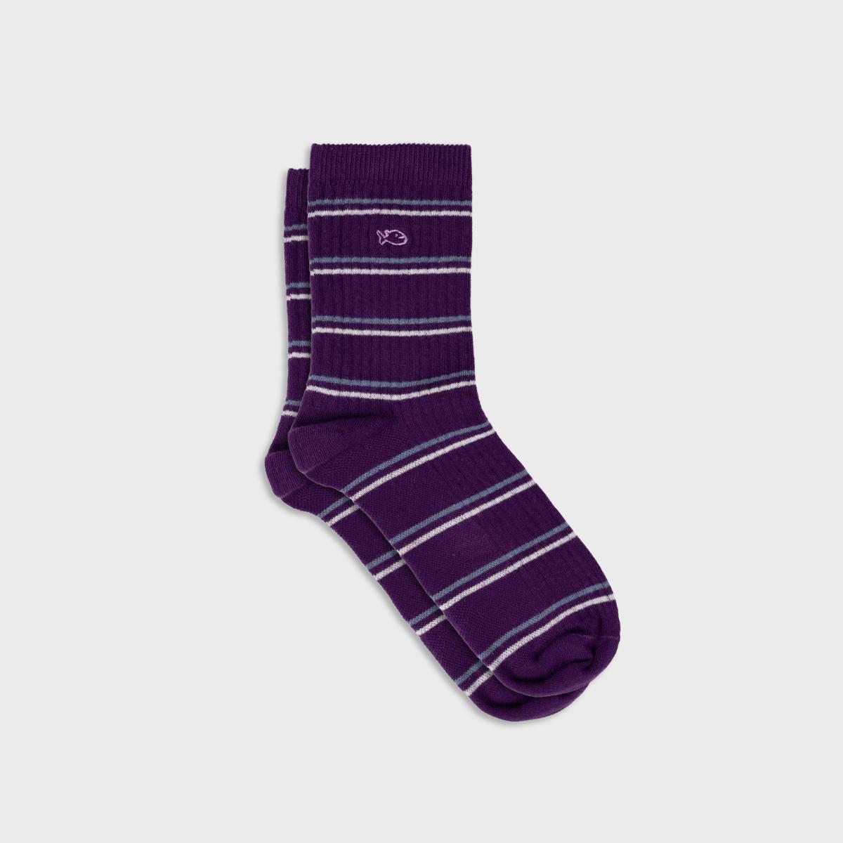 Chaussettes rayées en coton peigné - Violet