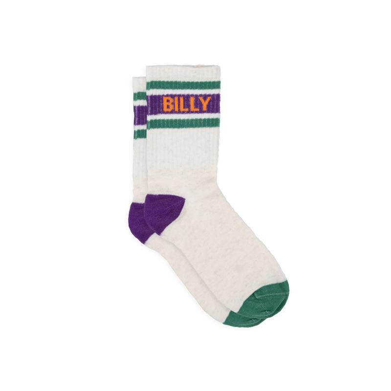 Chaussettes rétro en coton Tennis - Ecru et violet - Beige