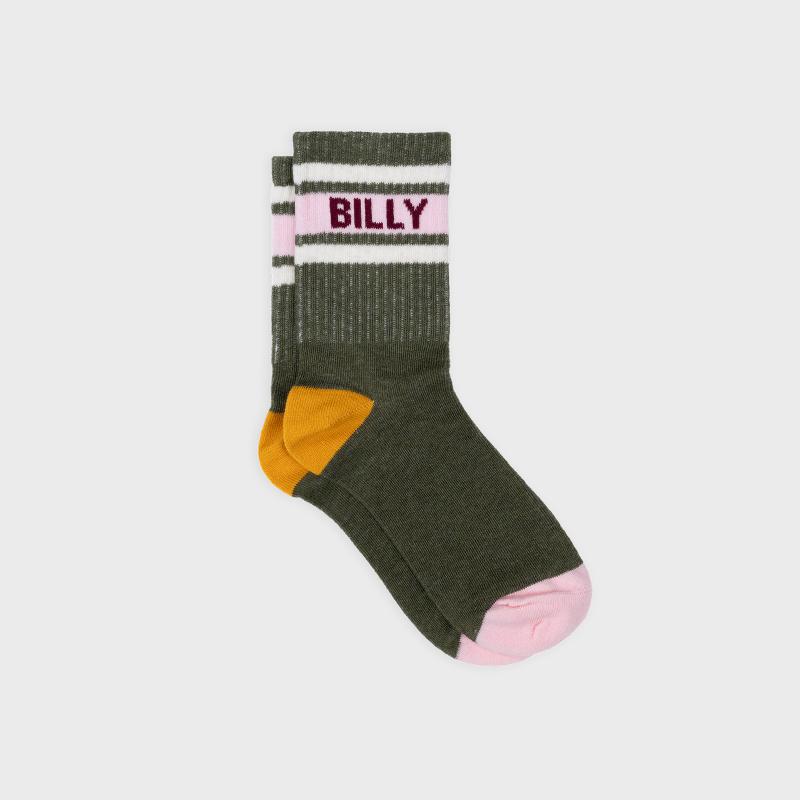 Chaussettes rétro en coton Tennis - Vert et rose