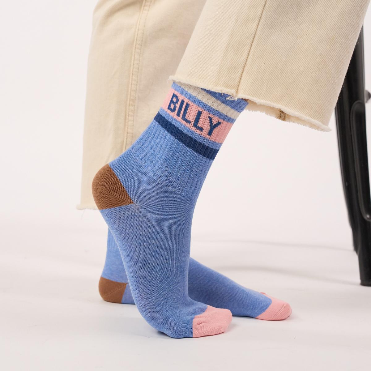 Chaussettes rétro en coton Tennis - Bleu et rose