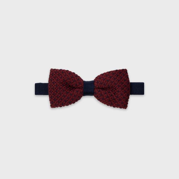 Noeud papillon en coton - Bordeaux et bleu - Rouge
