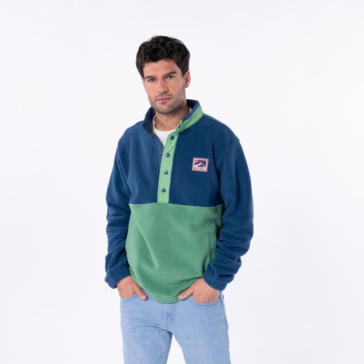 Sweat en polaire - Marine et vert - Bleu