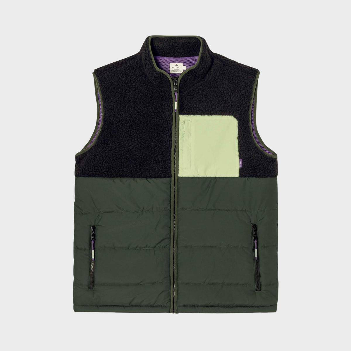 Veste bi-matières sans manches - Noir et vert