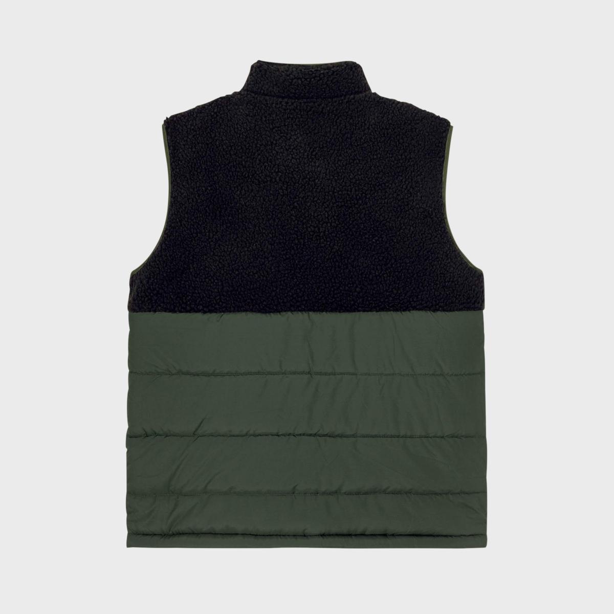 Veste bi-matières sans manches - Noir et vert