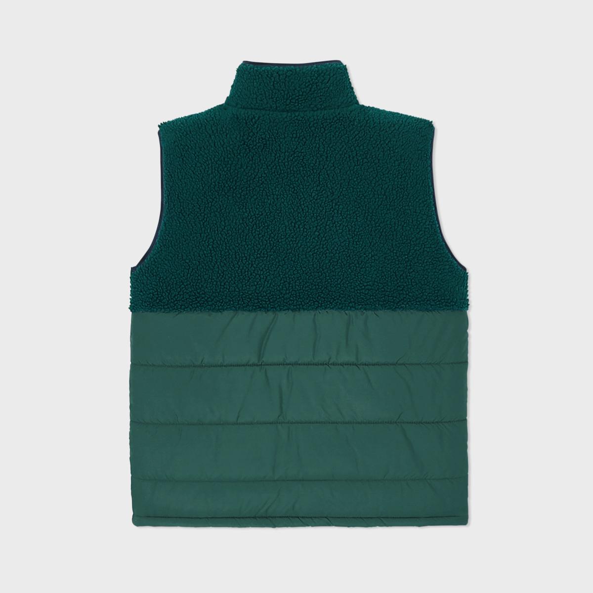 Veste bi-matières sans manches - Noir et vert