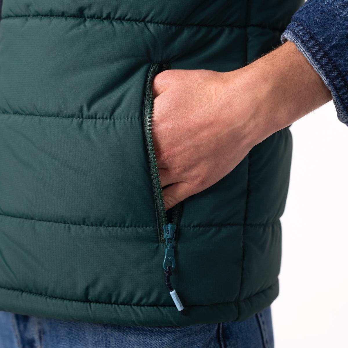 Veste bi-matières sans manches - Noir et vert