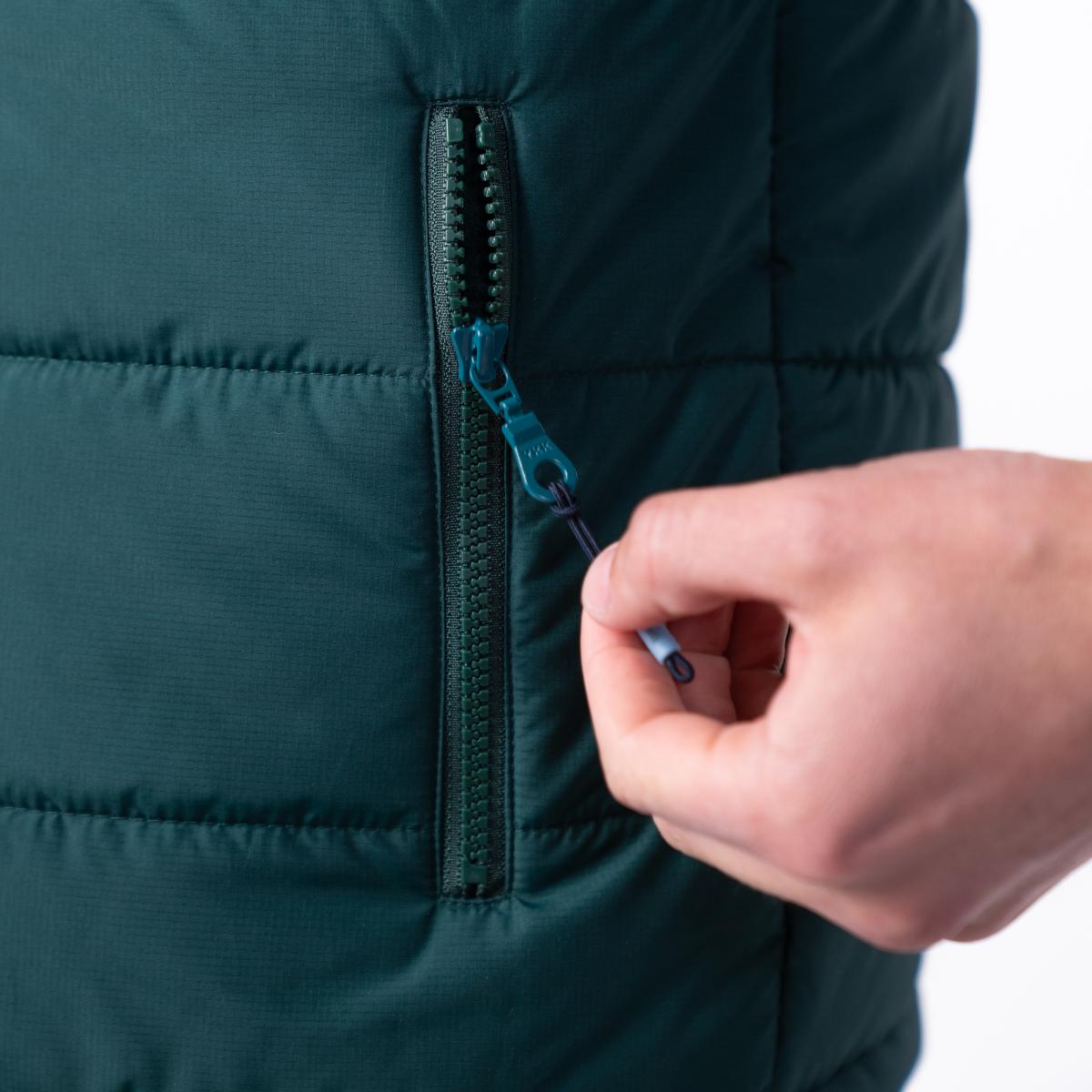 Veste bi-matières sans manches - Noir et vert