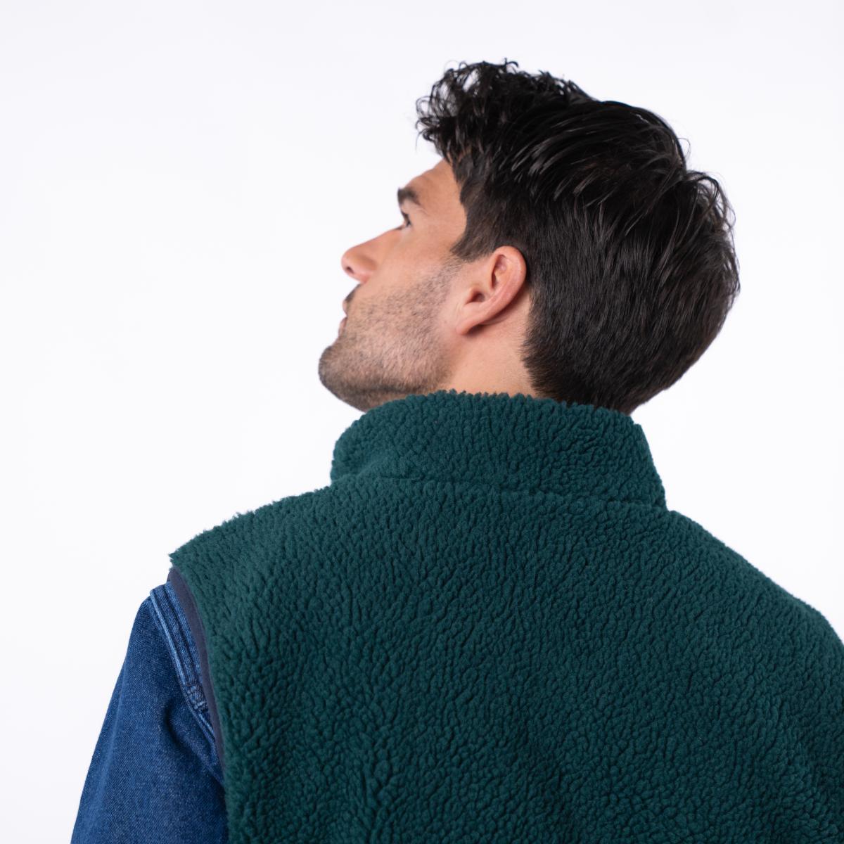 Veste bi-matières sans manches - Noir et vert