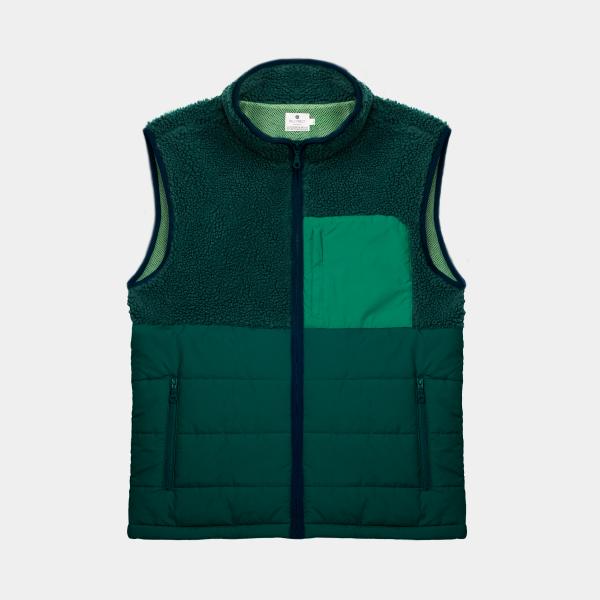 Veste bi-matières sans manches - Noir et vert