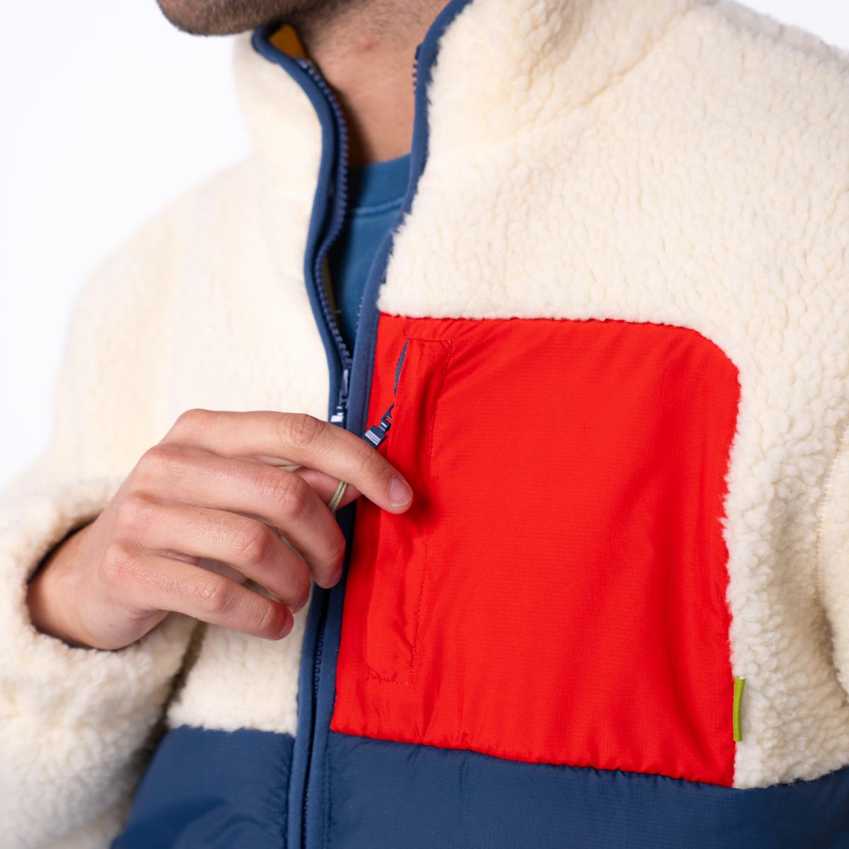 Veste bi-matières manches longues - Ivoire et marine - Beige
