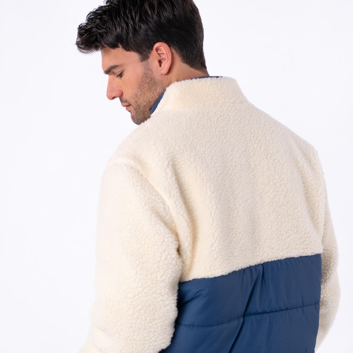 Veste bi-matières manches longues - Ivoire et marine - Beige