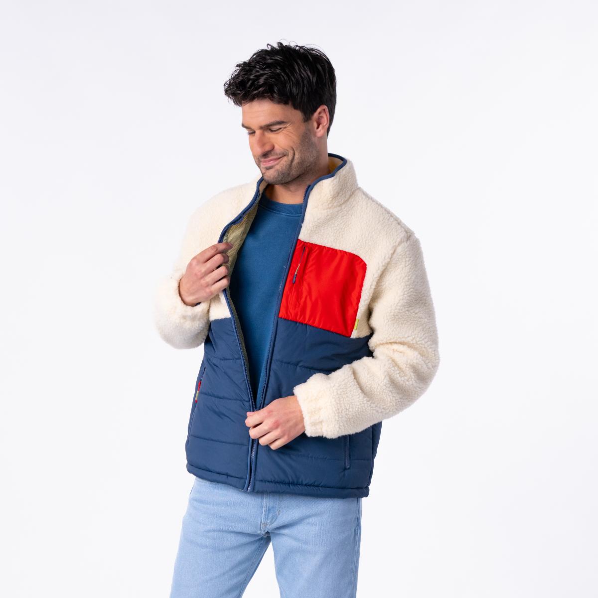 Veste bi-matières manches longues - Ivoire et marine - Beige