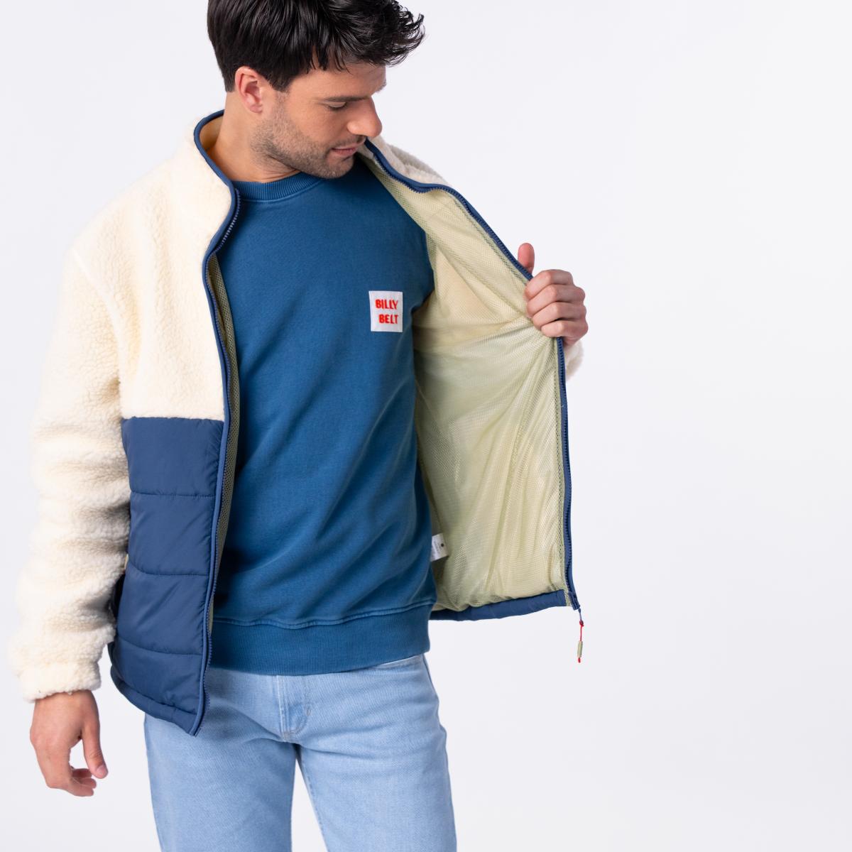 Veste bi-matières manches longues - Ivoire et marine - Beige