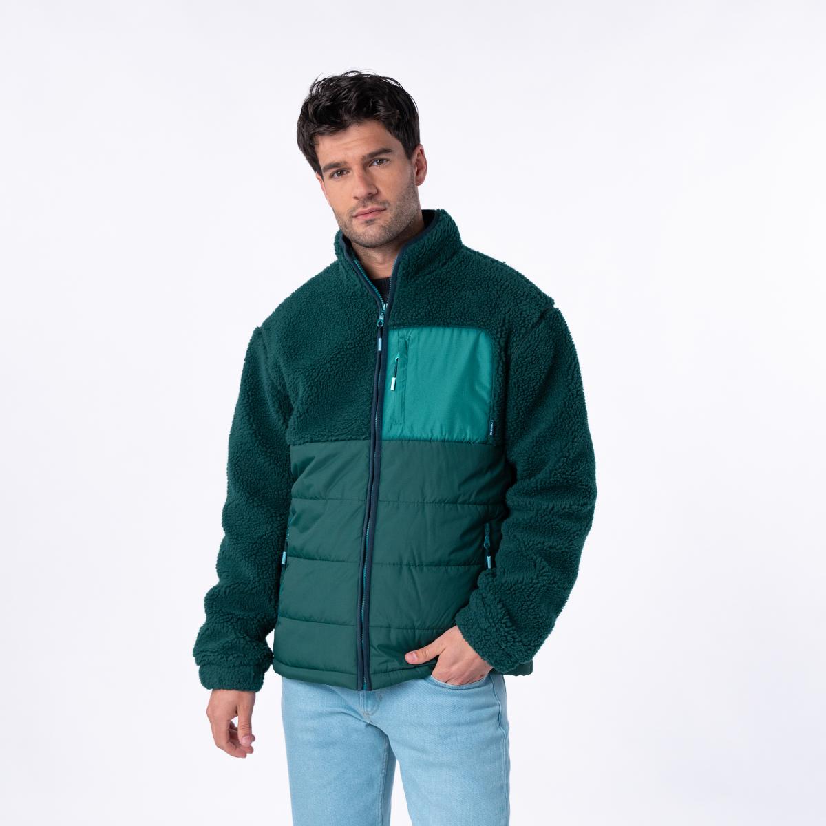 Veste bi-matières manches longues - Vert