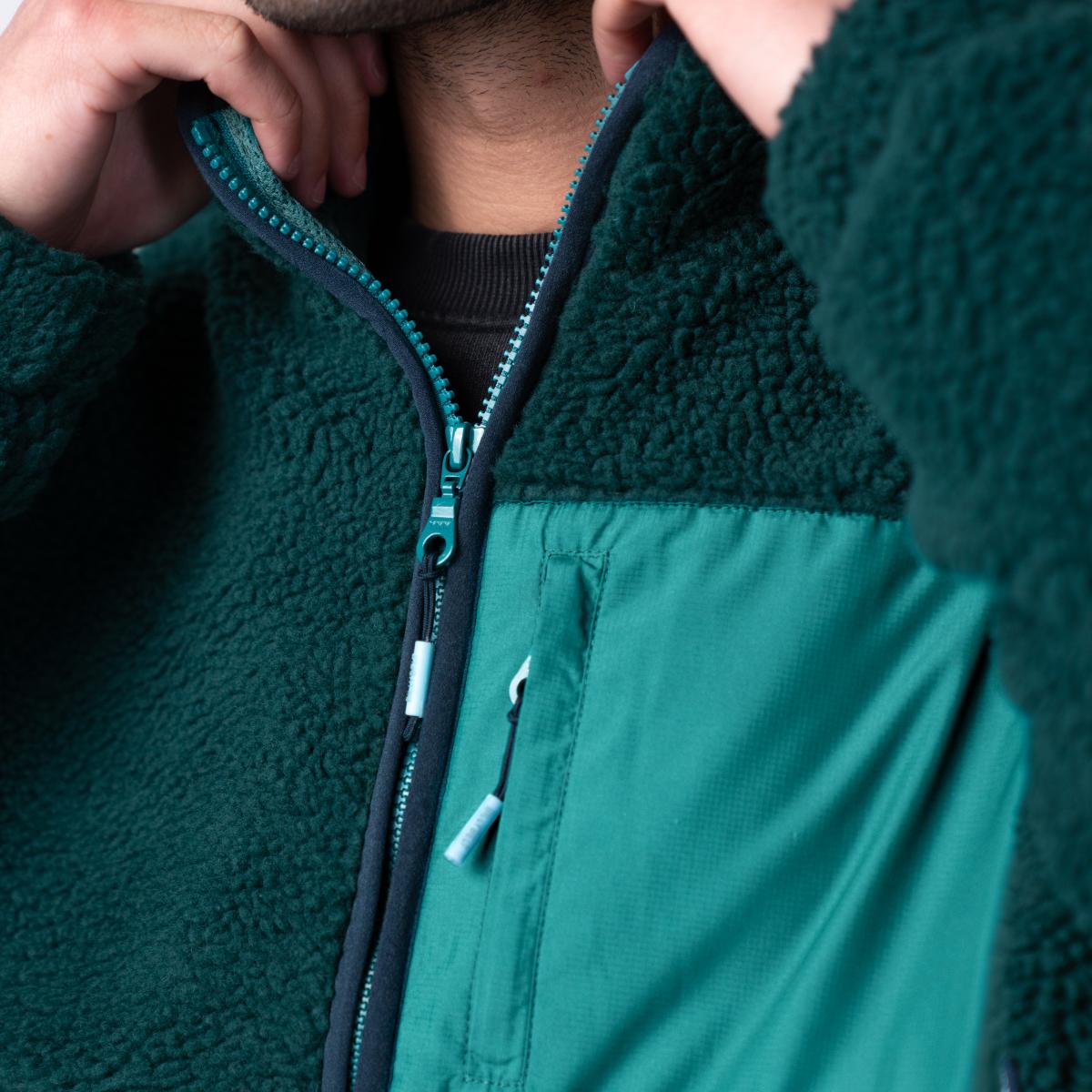 Veste bi-matières manches longues - Vert