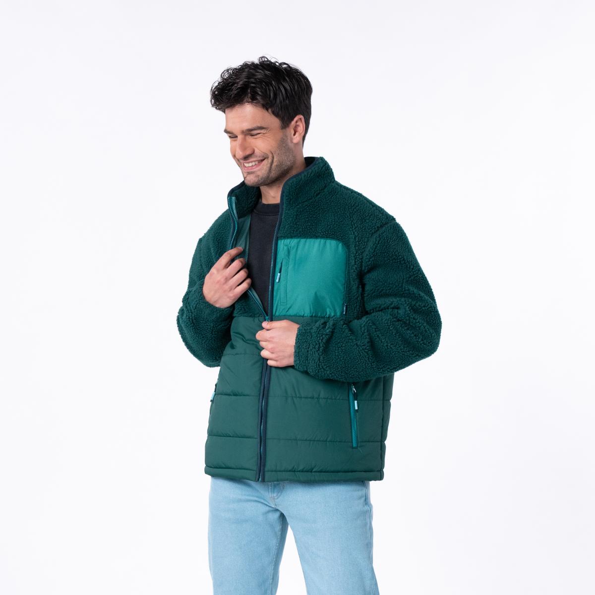 Veste bi-matières manches longues - Vert