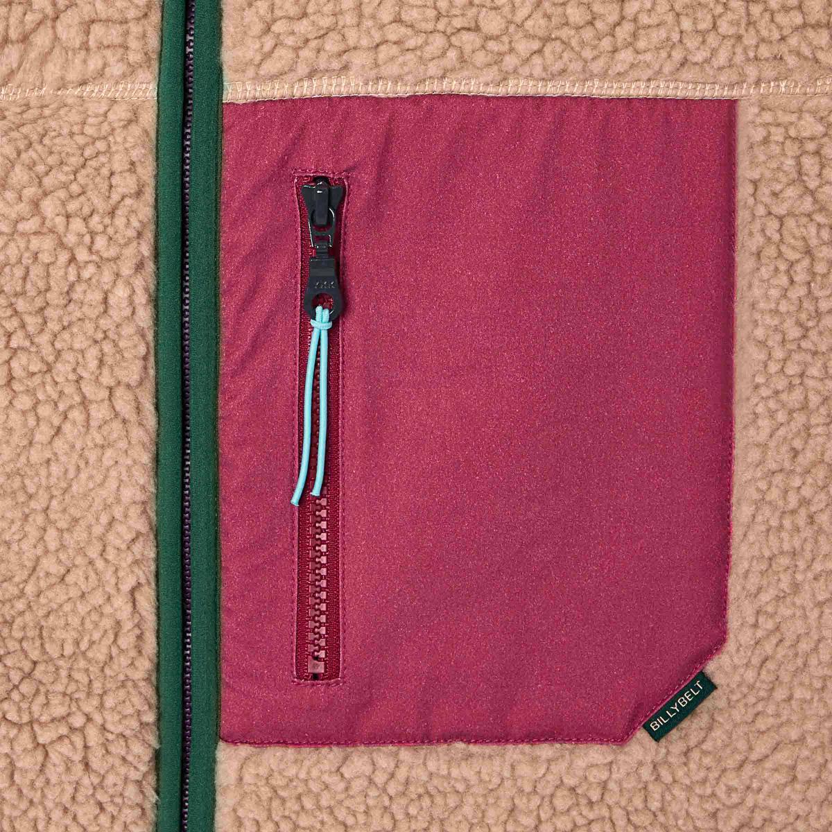 Veste en sherpa unisexe zippée sans manches - Naturel et bordeaux - Marron