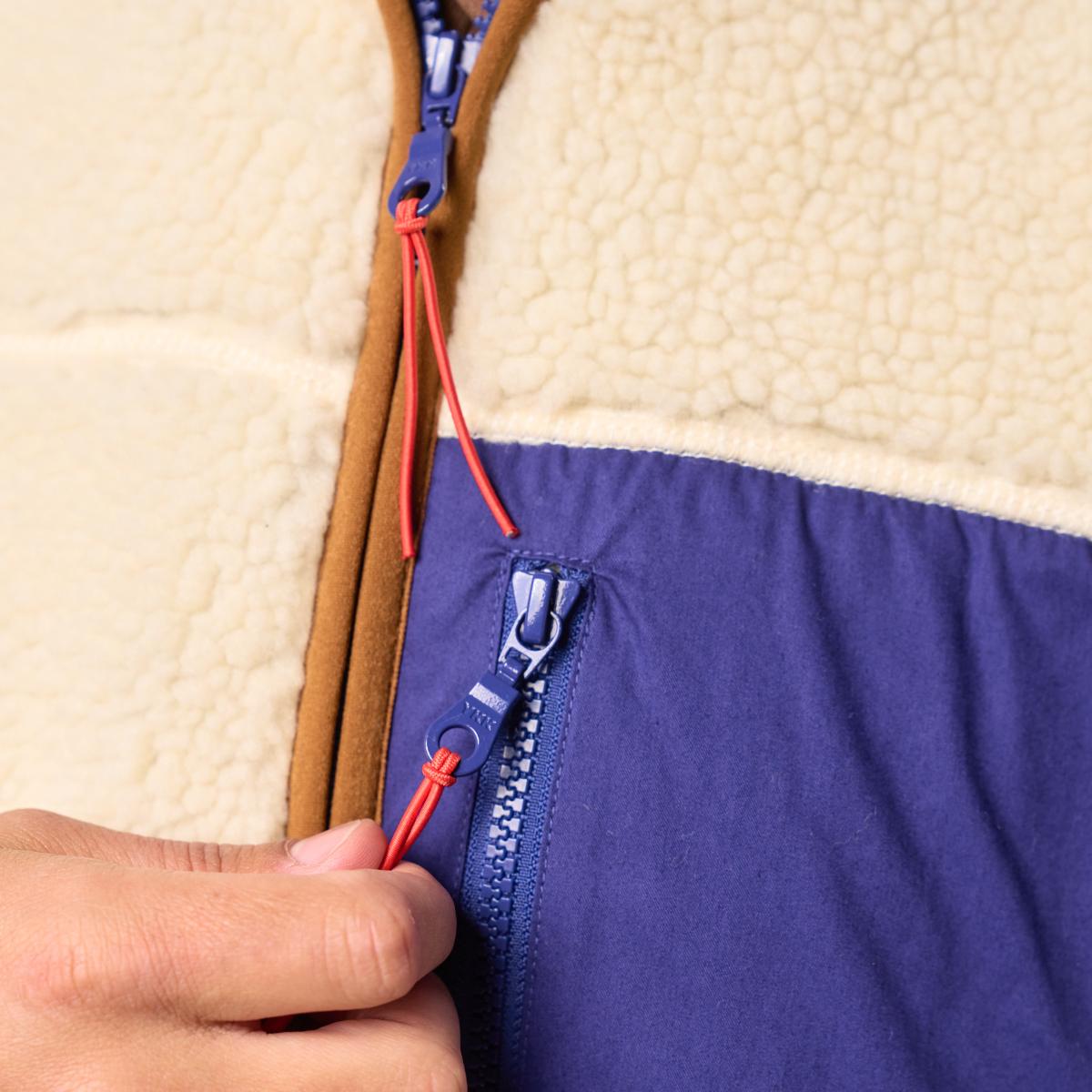 Veste en sherpa unisexe zippée sans manches - Ivoire et marine - Beige