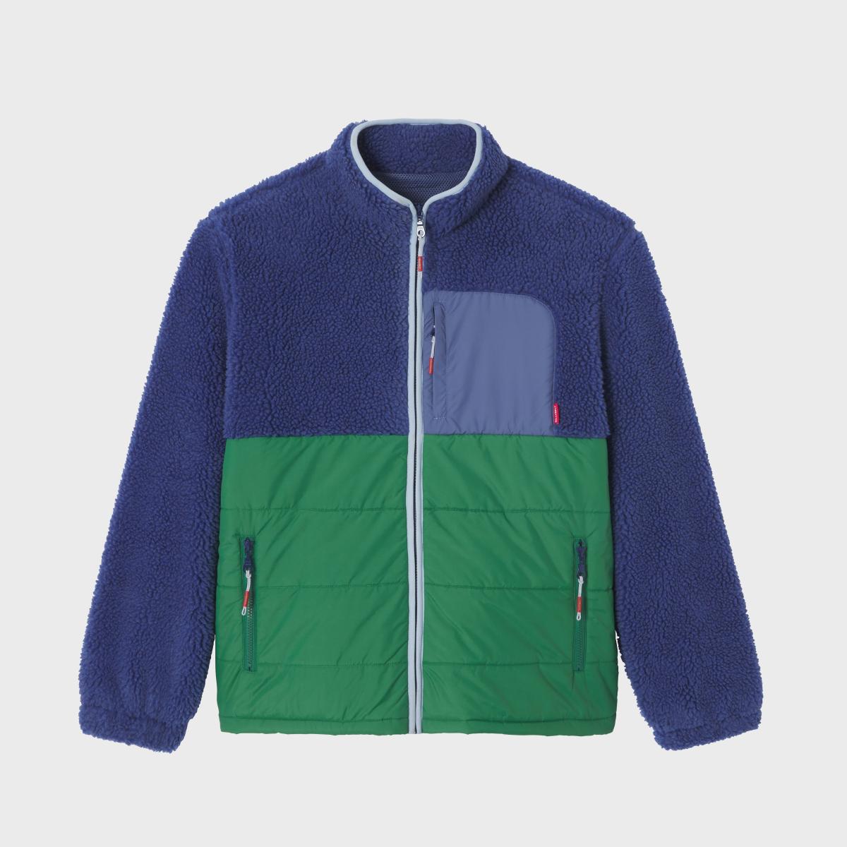 Veste bi-matières manches longues - Bleu et vert