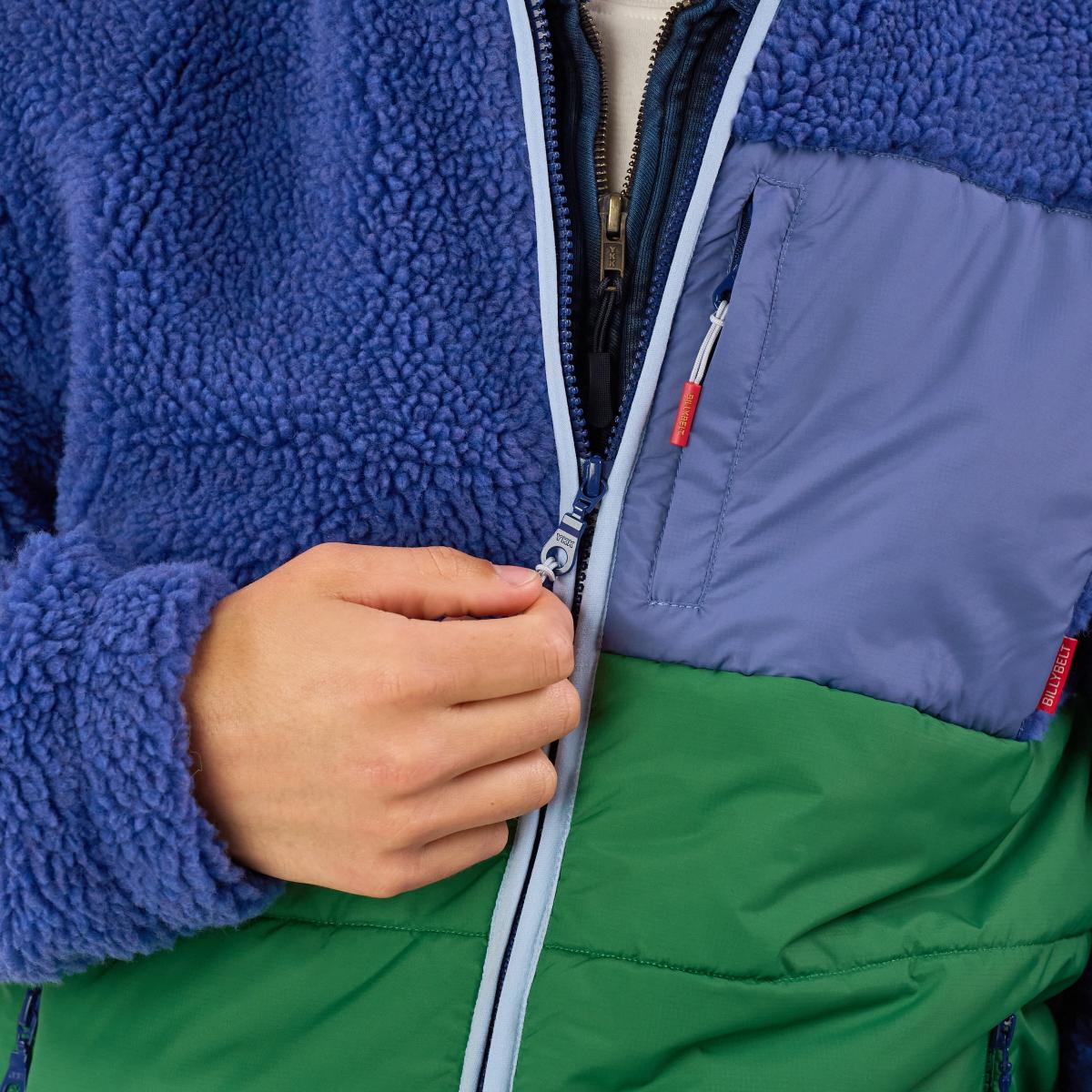 Veste bi-matières manches longues - Bleu et vert