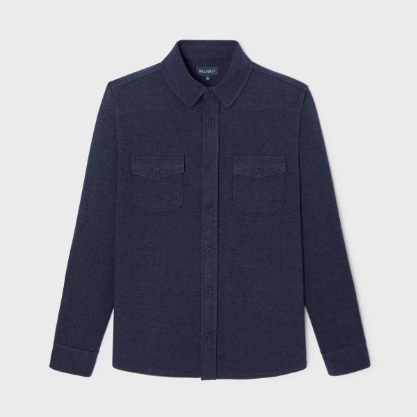 Surchemise en maille infroissable - Marine - Bleu