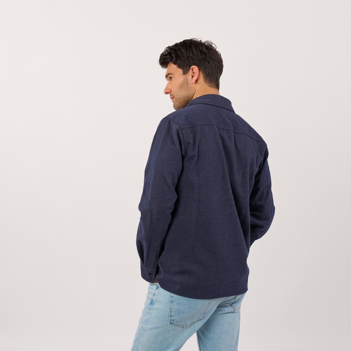 Surchemise en maille infroissable - Marine - Bleu