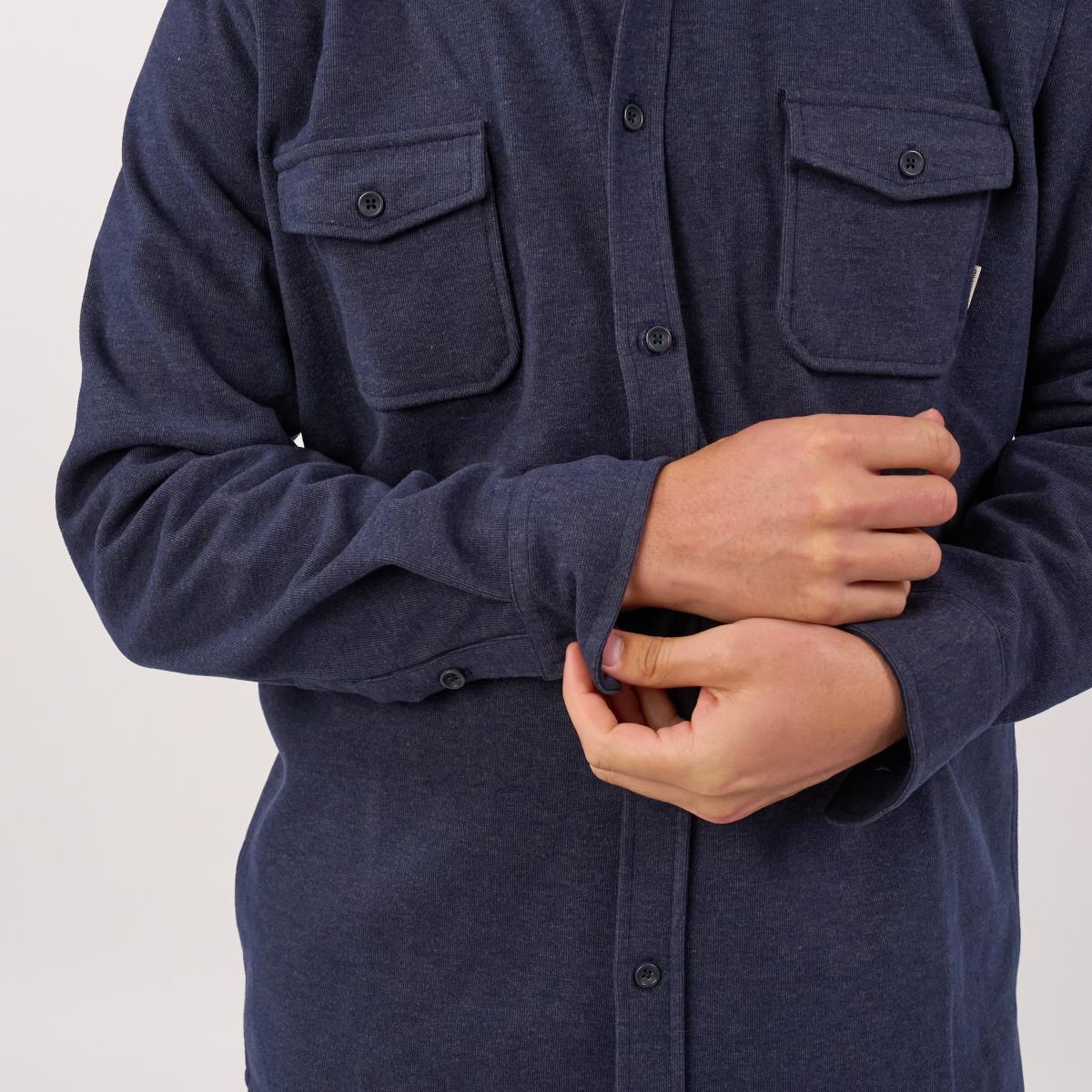 Surchemise en maille infroissable - Marine - Bleu