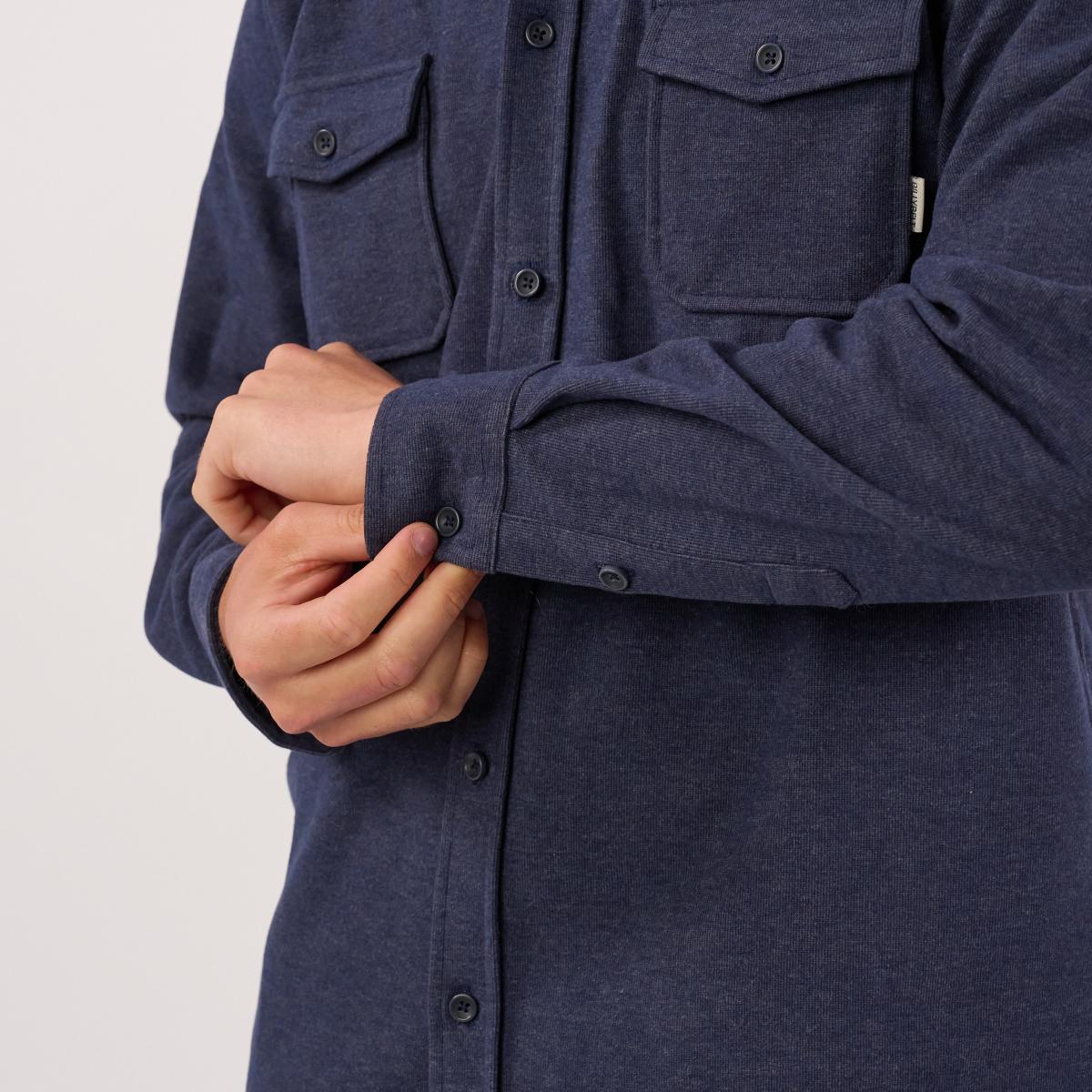 Surchemise en maille infroissable - Marine - Bleu