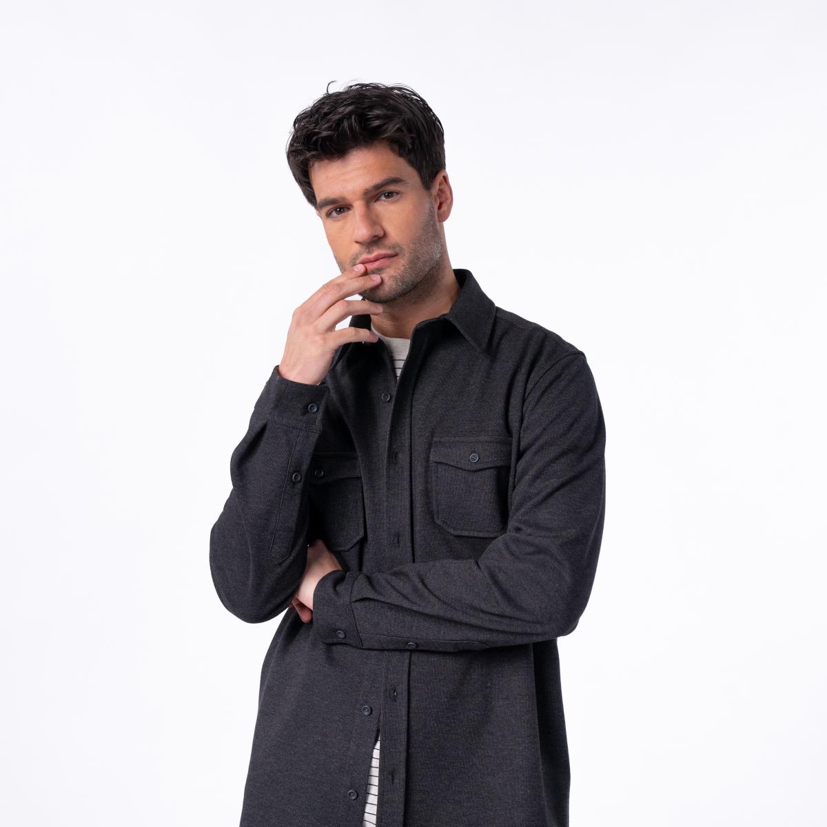 Surchemise en maille infroissable - Noir