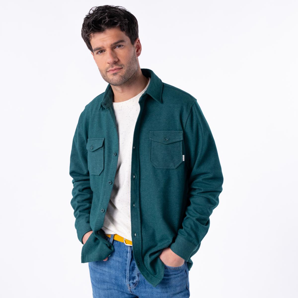 Surchemise en maille infroissable - Vert foncé