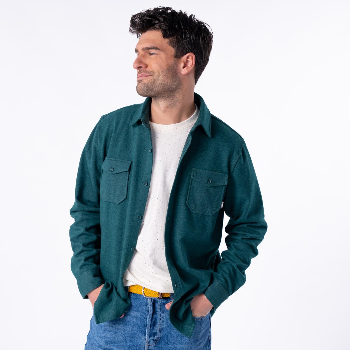 Surchemise en maille infroissable - Vert foncé